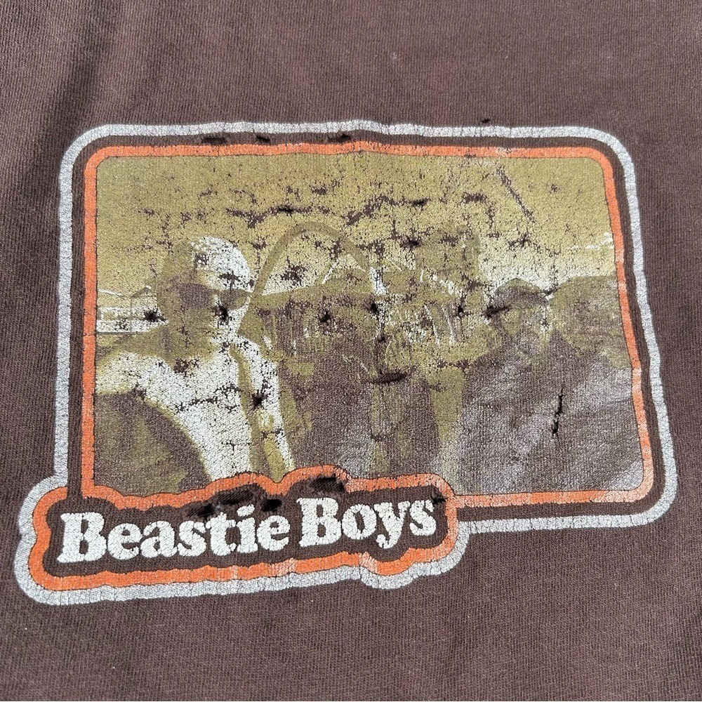 Vintage Beastie Boys Shirt Mens Large Brown 90s Thrashed Punk Hip Hop Band Tee - Picture 8 of 9
